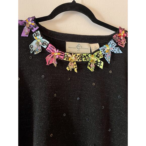 Design Options Philip Jane Gordon VTG Rainbow Retro 90’s Bowties Sweater XL - Picture 2 of 7